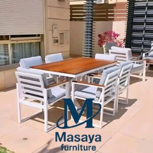 سفرة رتان خارجية 6 كراسي + ترابيزة | خيزران مقاوم للصدأ والمياه والشمس