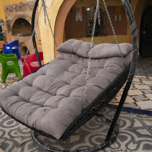 مرجيحة سرير راتان مقاس 190×120 سم – شاسيه حديد مقاوم للصدأ