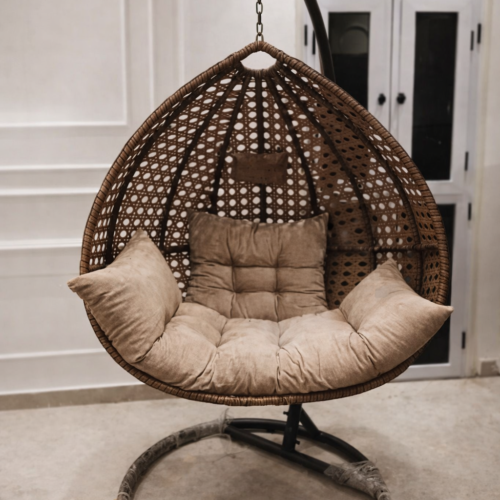 مرجيحة فرد واحدة راتان تتحمل حتى 200 كجم – شاسيه حديد مقاوم للصدأ